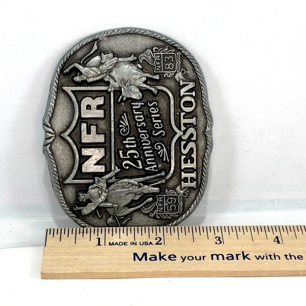 Vintage Belt Buckle 1983 NFR National Finals Rodeo Hesston 25th Anniversary USA‎